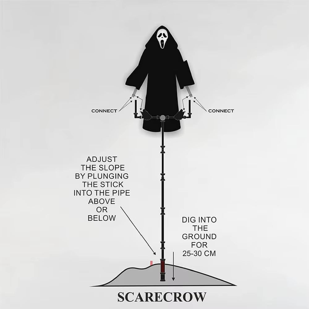 Halloween Flying Scarecrow Ghost with Metal Pole Scary Spooky Scarecrows Ghost Creepy Grim Animated Halloween Decor for Outdoor