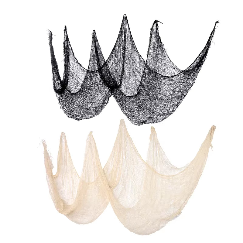 2/4M Horror Halloween Decoration Black Gauze Artificial Spider Web for Haunted House Halloween Party Home Decor Scary Scene Prop