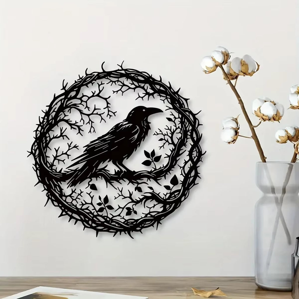 Gothic Artwork, Metal Raven Wall Art, Birds on Branch Wall Decor, Gothic Raven, Metal Crow Wall Sign,Iron Art, Wall Decoration