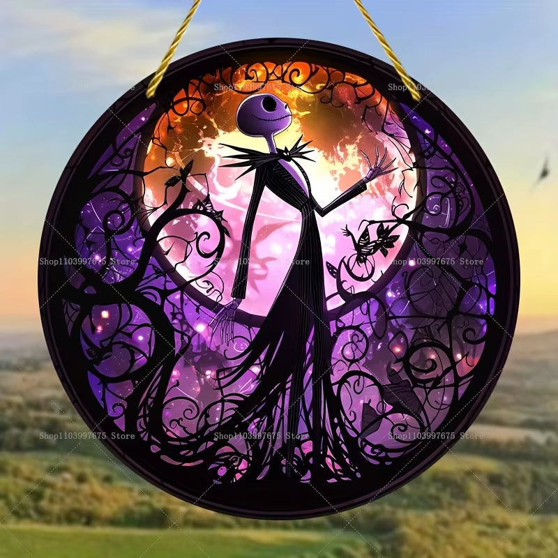 The Nightmare before Christmas Jack Skellington Sun Catcher 2D Flat Acrylic Hanging Sign for Halloween Home Garden Wall Decor