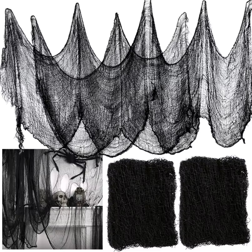 2/4M Horror Halloween Decoration Black Gauze Artificial Spider Web for Haunted House Halloween Party Home Decor Scary Scene Prop