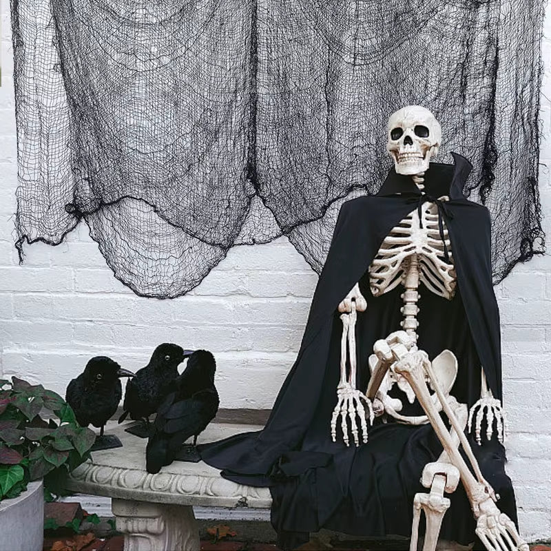 2/4M Horror Halloween Decoration Black Gauze Artificial Spider Web for Haunted House Halloween Party Home Decor Scary Scene Prop