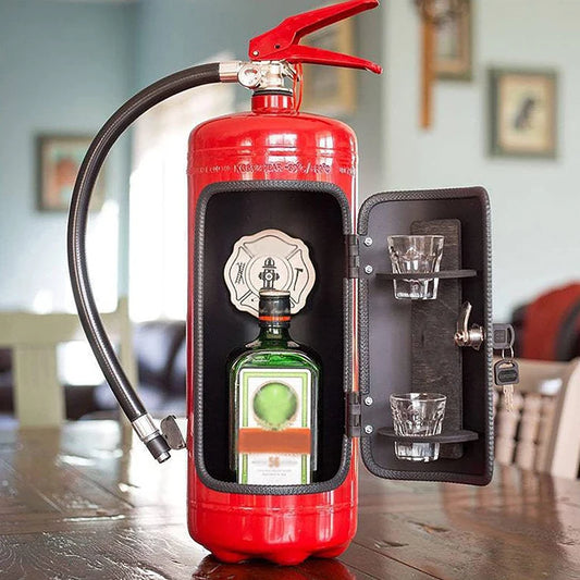 Mini Bar Wine Cabinet Fire Extinguisher Shape Wine Cabinet Storage Decoration Crafts Decor Liquor Storage Box Fireman'S Gifts