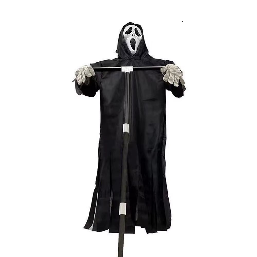 Halloween Flying Scarecrow Ghost with Metal Pole Scary Spooky Scarecrows Ghost Creepy Grim Animated Halloween Decor for Outdoor