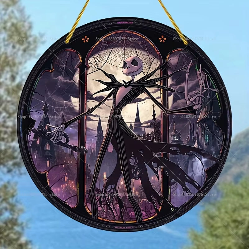 The Nightmare before Christmas Jack Skellington Sun Catcher 2D Flat Acrylic Hanging Sign for Halloween Home Garden Wall Decor