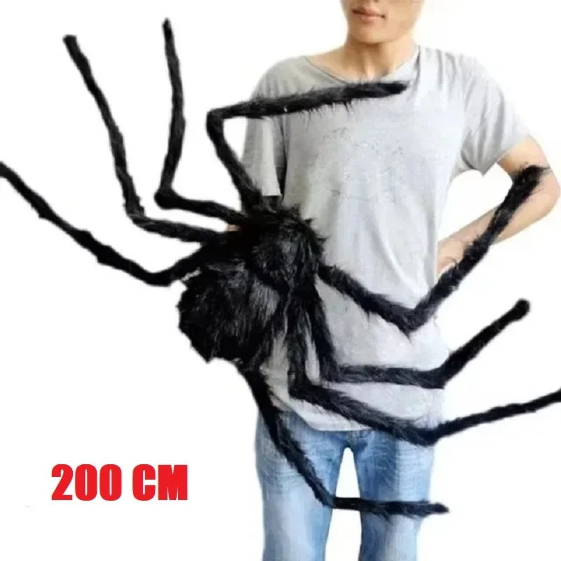 Halloween Big Plush Spider Horror Halloween Decoration Party Prop Outdoor Giant Spider Decor 30-200Cm Chamber Prank