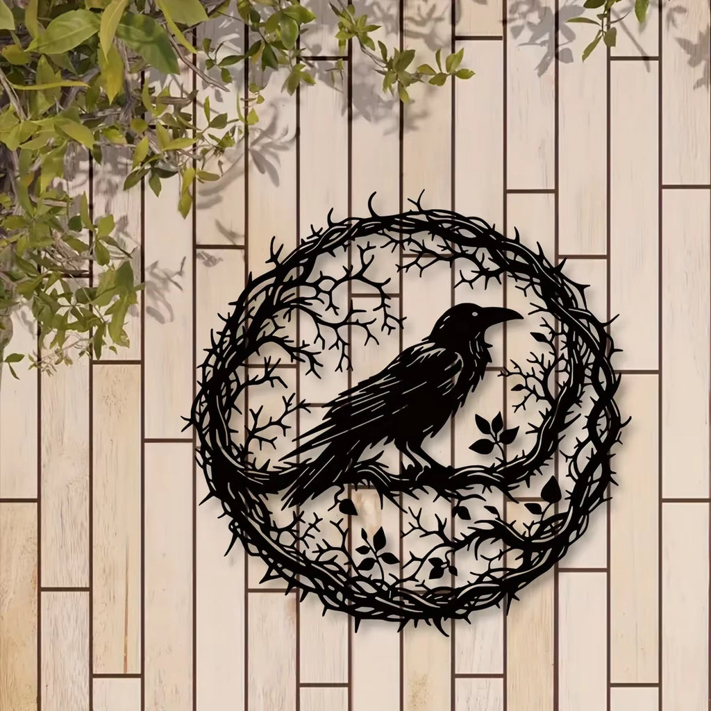 Gothic Artwork, Metal Raven Wall Art, Birds on Branch Wall Decor, Gothic Raven, Metal Crow Wall Sign,Iron Art, Wall Decoration